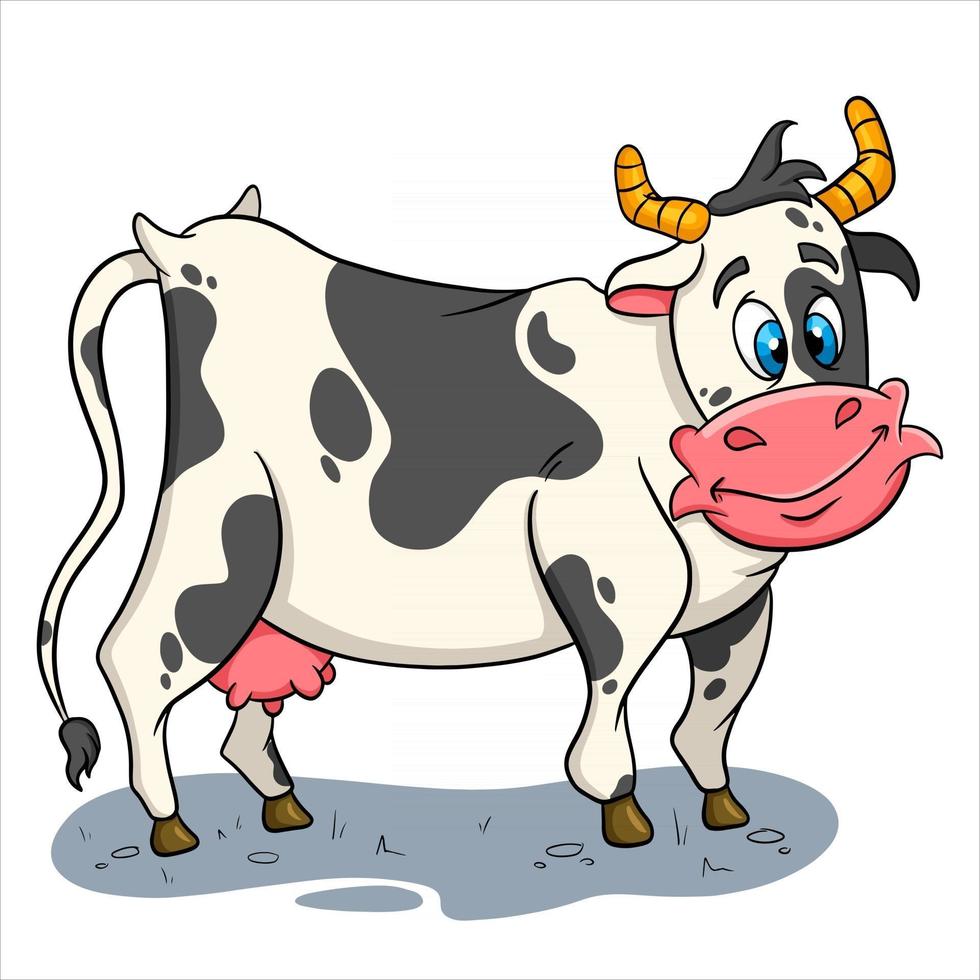 Animal character funny cow in cartoon style vector