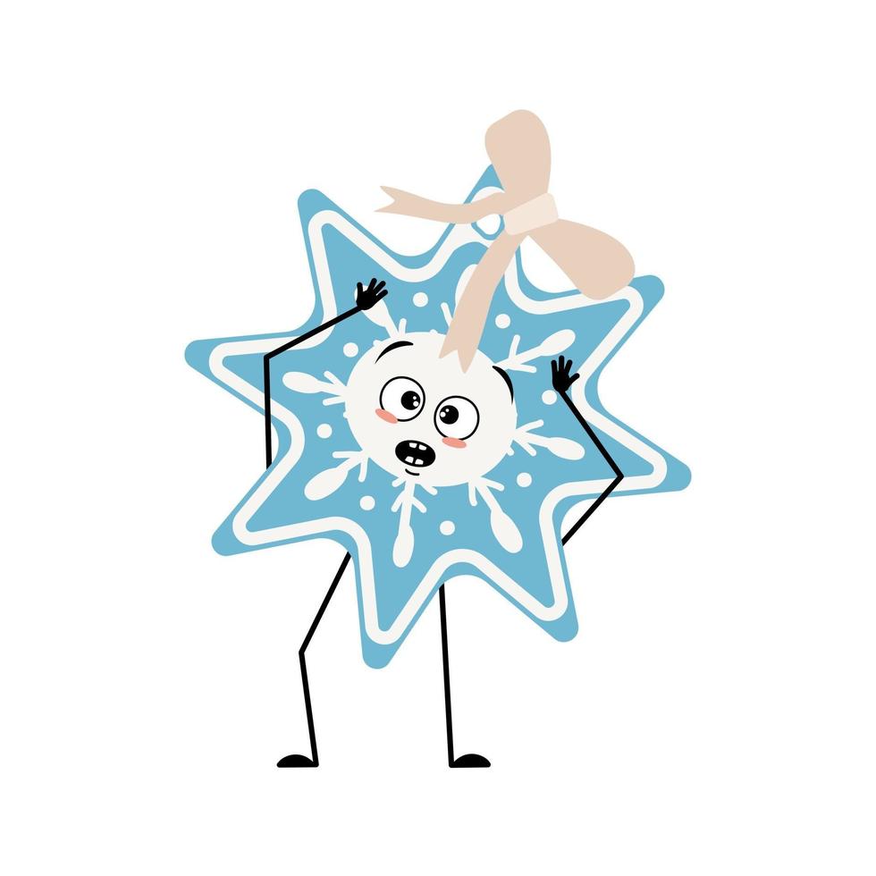 snowflake with emotions in a panic grabs his head, surprised face vector