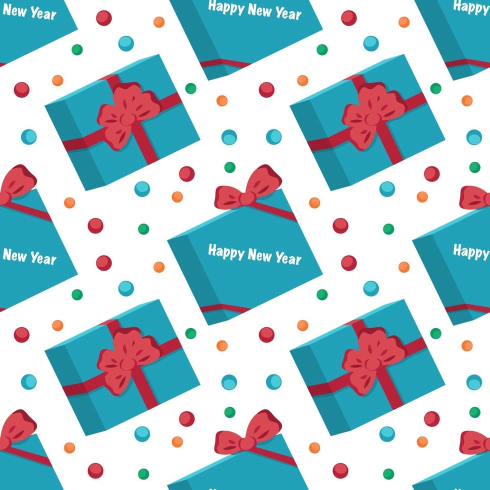 Seamless pattern with gifts and the inscription Happy New Year vector