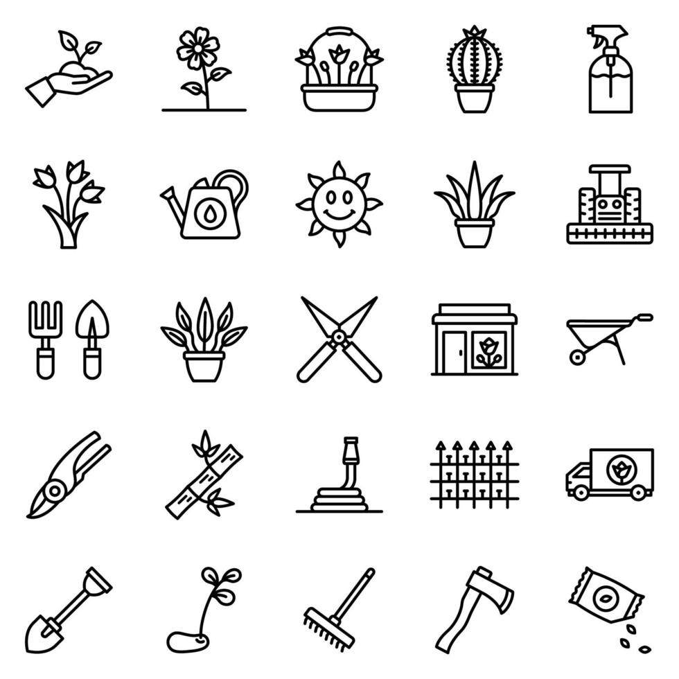 conjunto de iconos de jardín - ilustración vectorial. vector