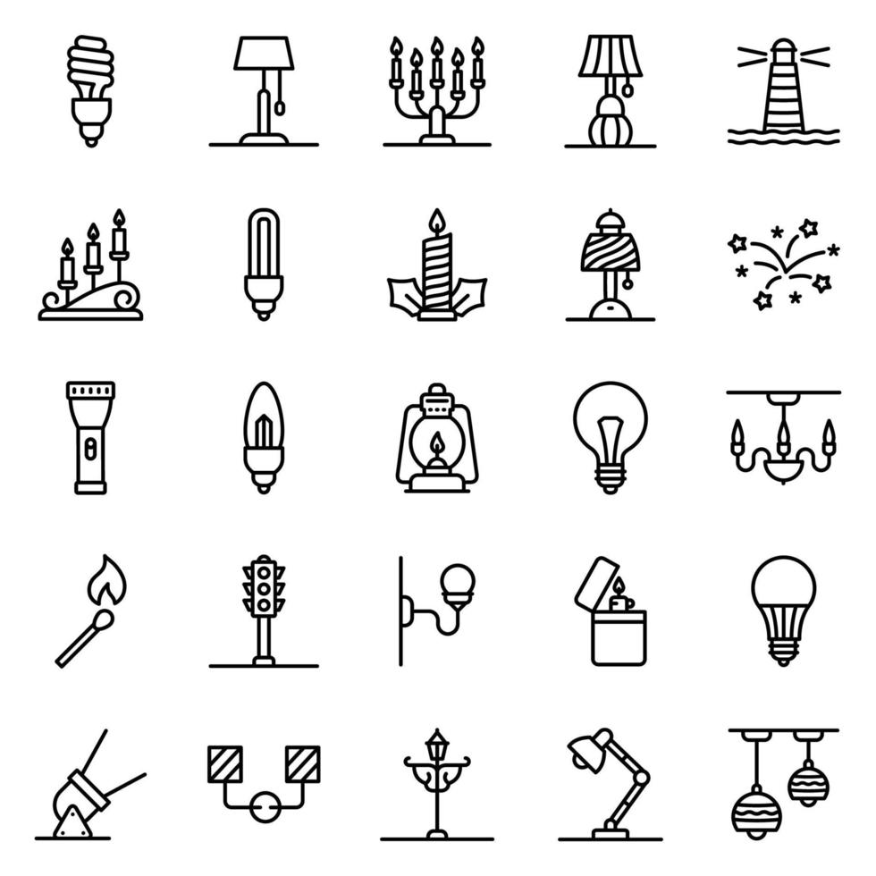 Light icon set - vector illustration .