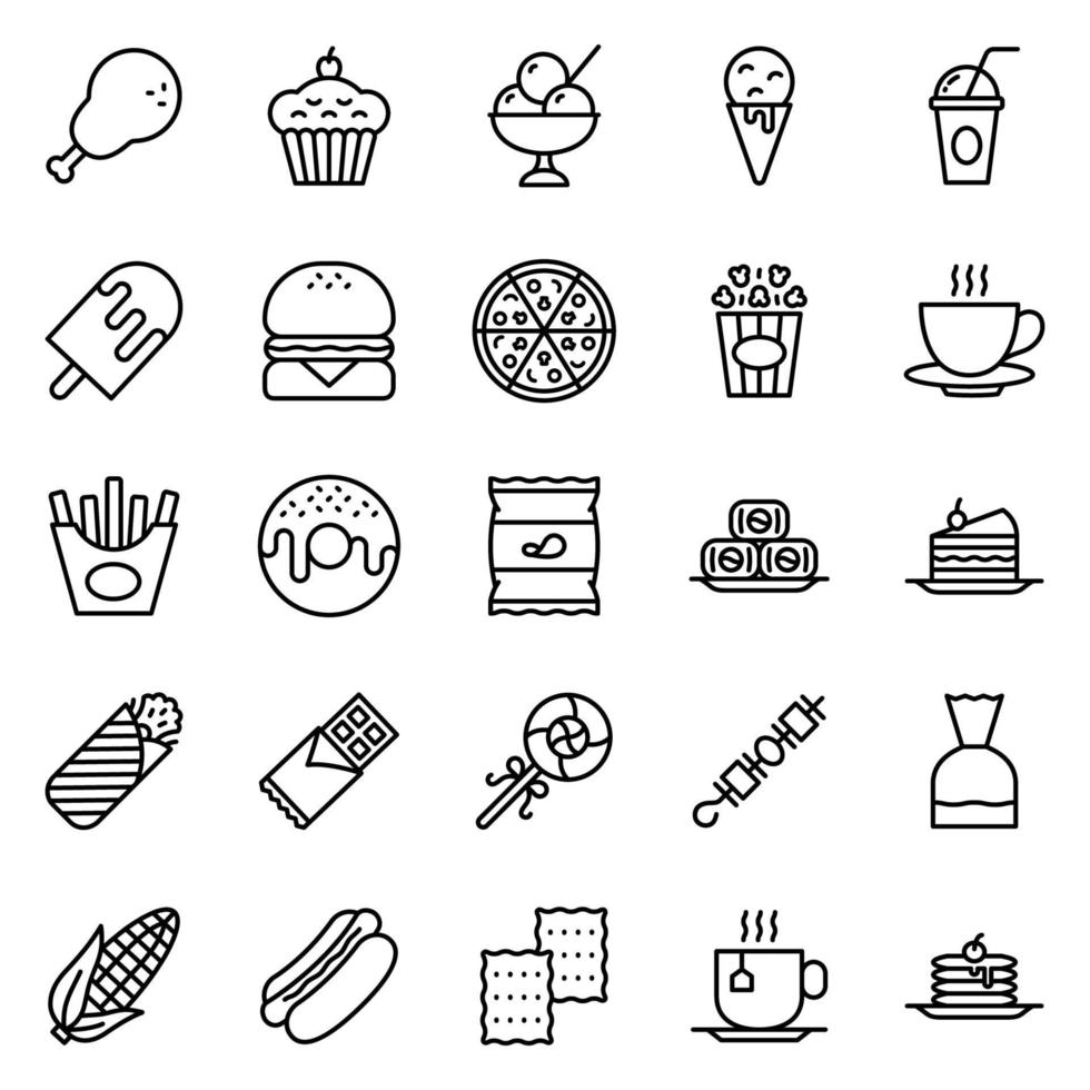 conjunto de iconos de comida rápida - ilustración vectorial. vector