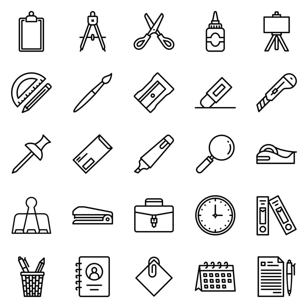 Stationery icon set - vector illustration .