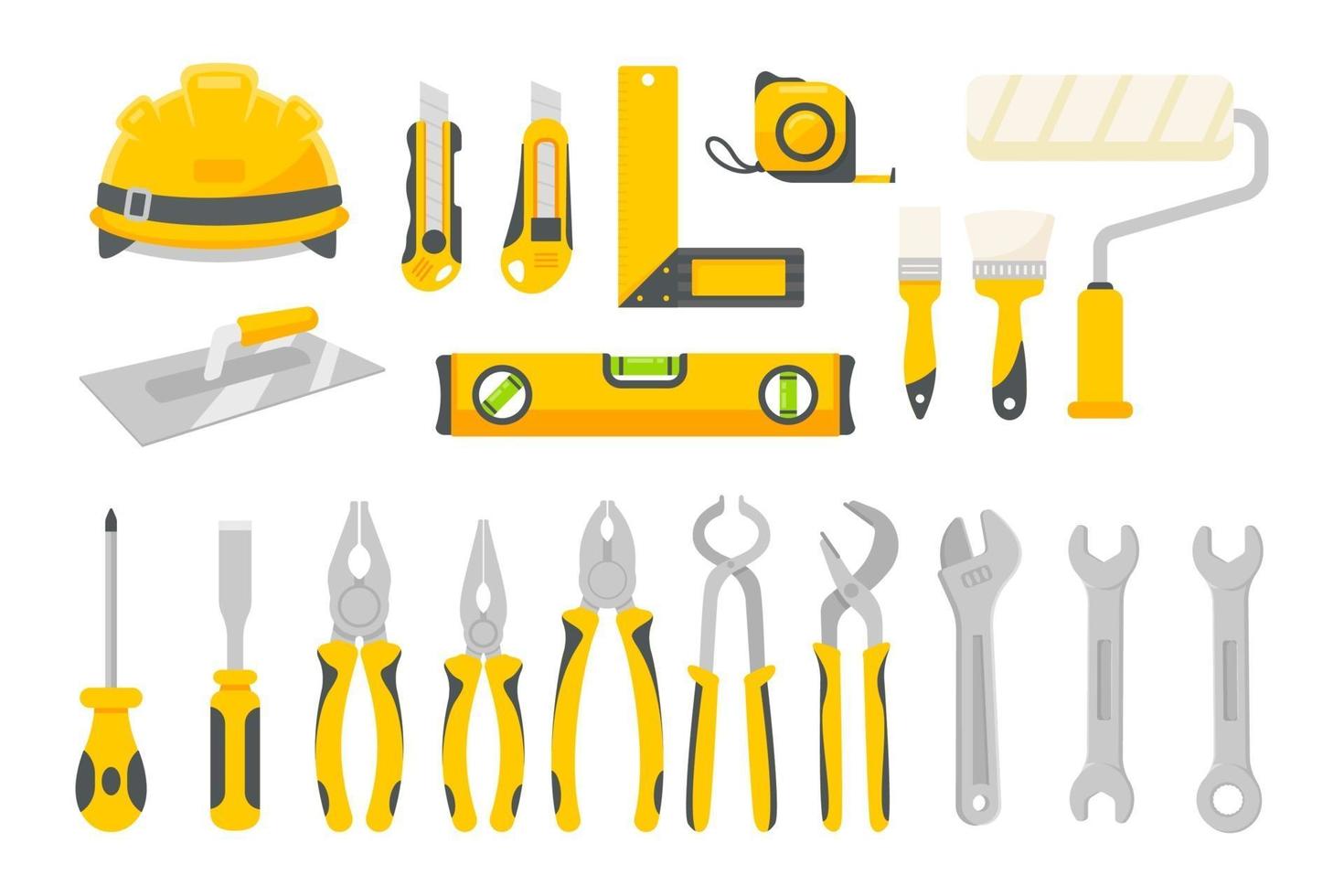 vector de conjunto de herramientas mecánicas. herramientas de construcción para reparaciones en el hogar.