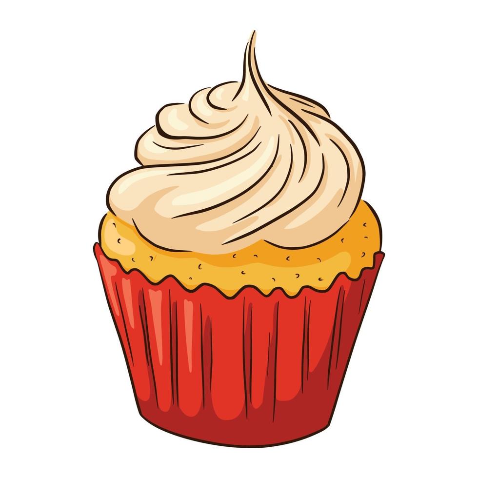 Pumpkin cupcake Illustration. vector