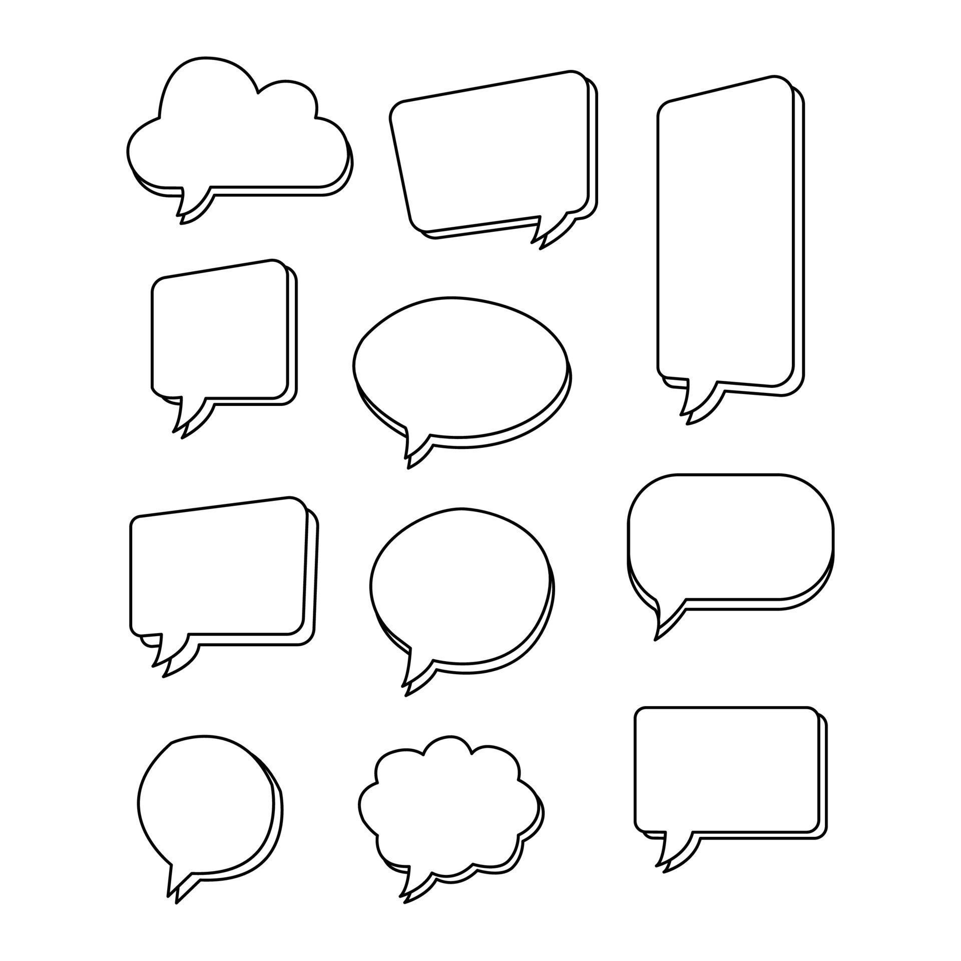 set of dialogue box, simple cute line style 3307006 Vector Art at Vecteezy