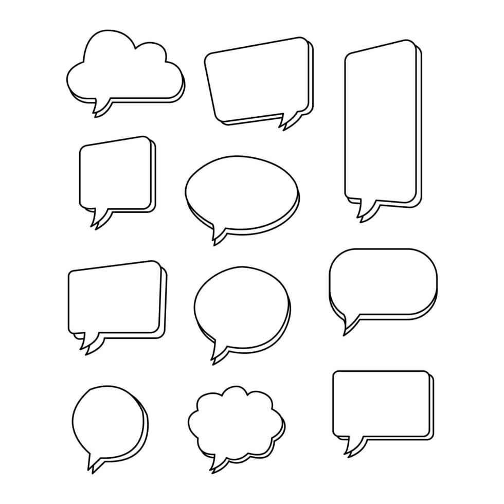 set of dialogue box, simple cute line style vector