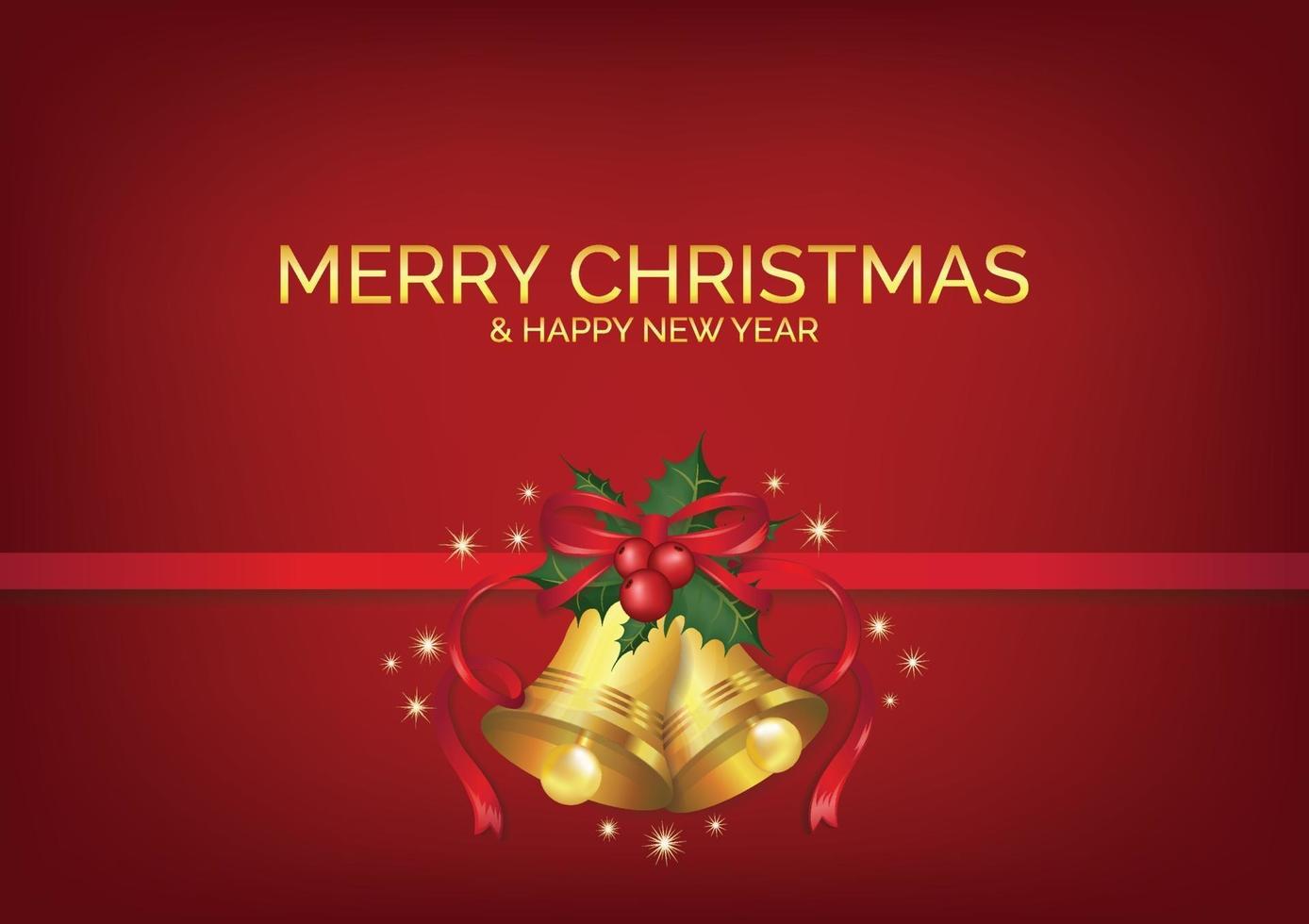 merry christmas christmas bells with red bow art vector