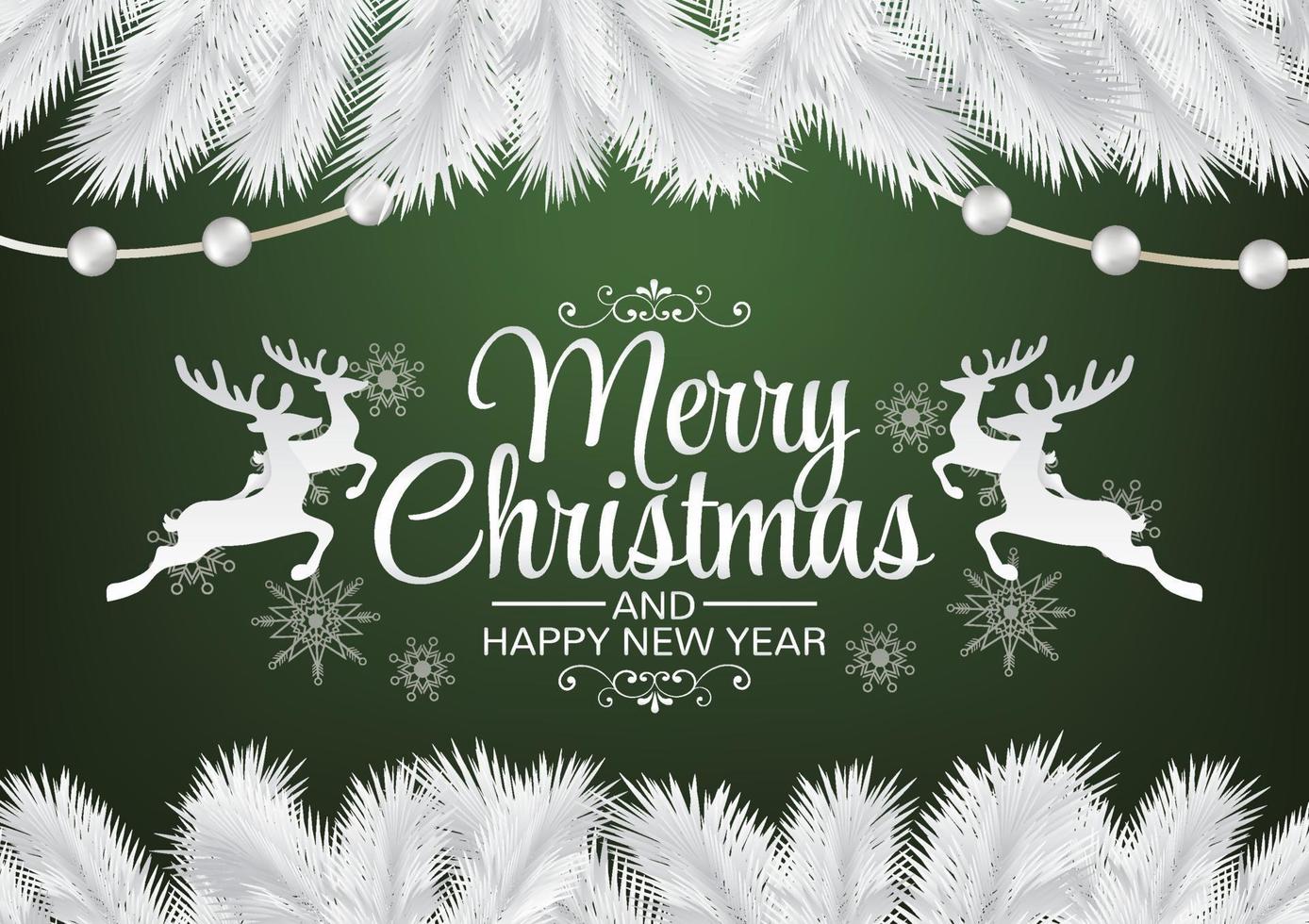 merry christ with four reindeers vector