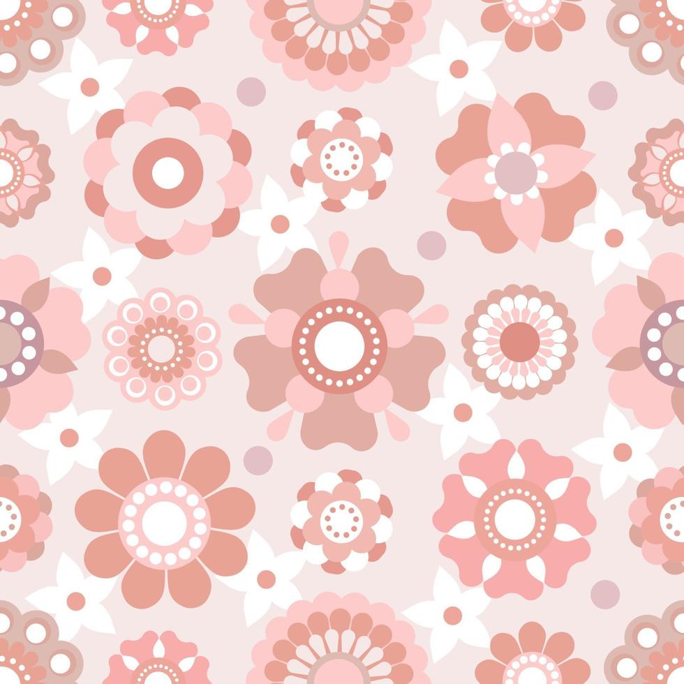 Baby pink floral ornament modern flower abstract pattern vector