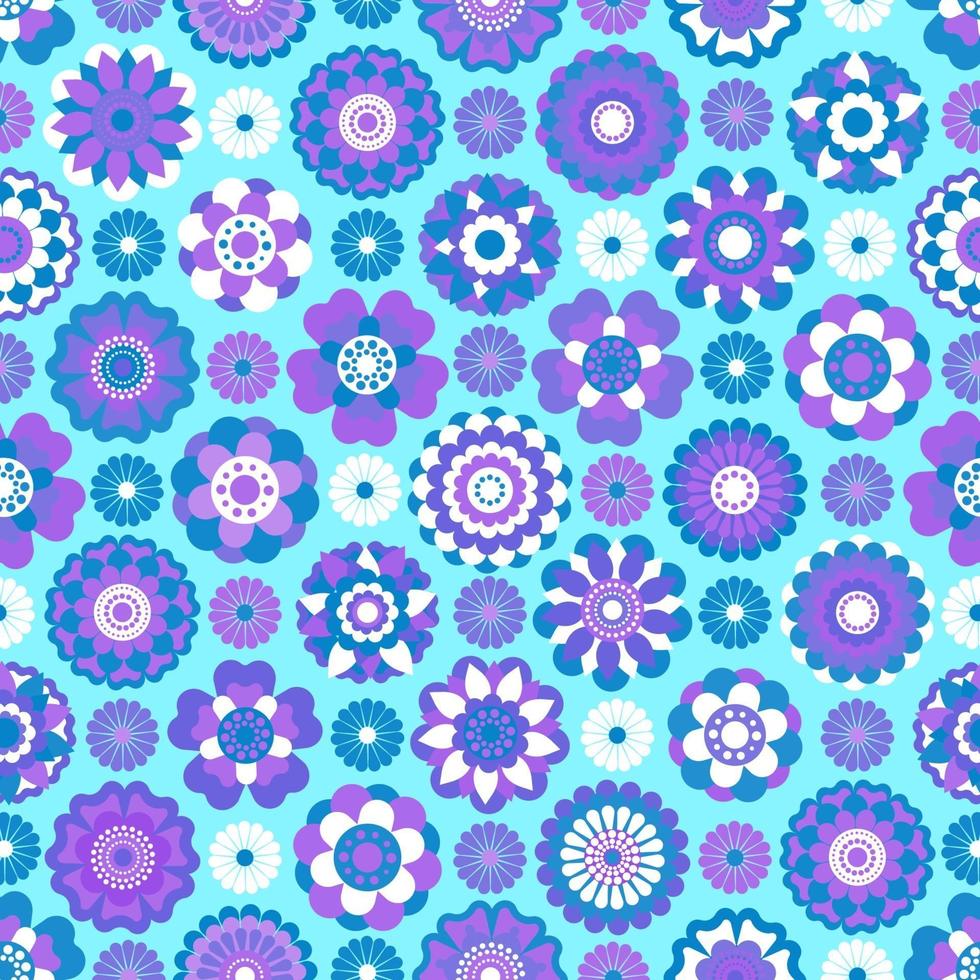 Ocean blue blooming flower springtime garden pattern vector