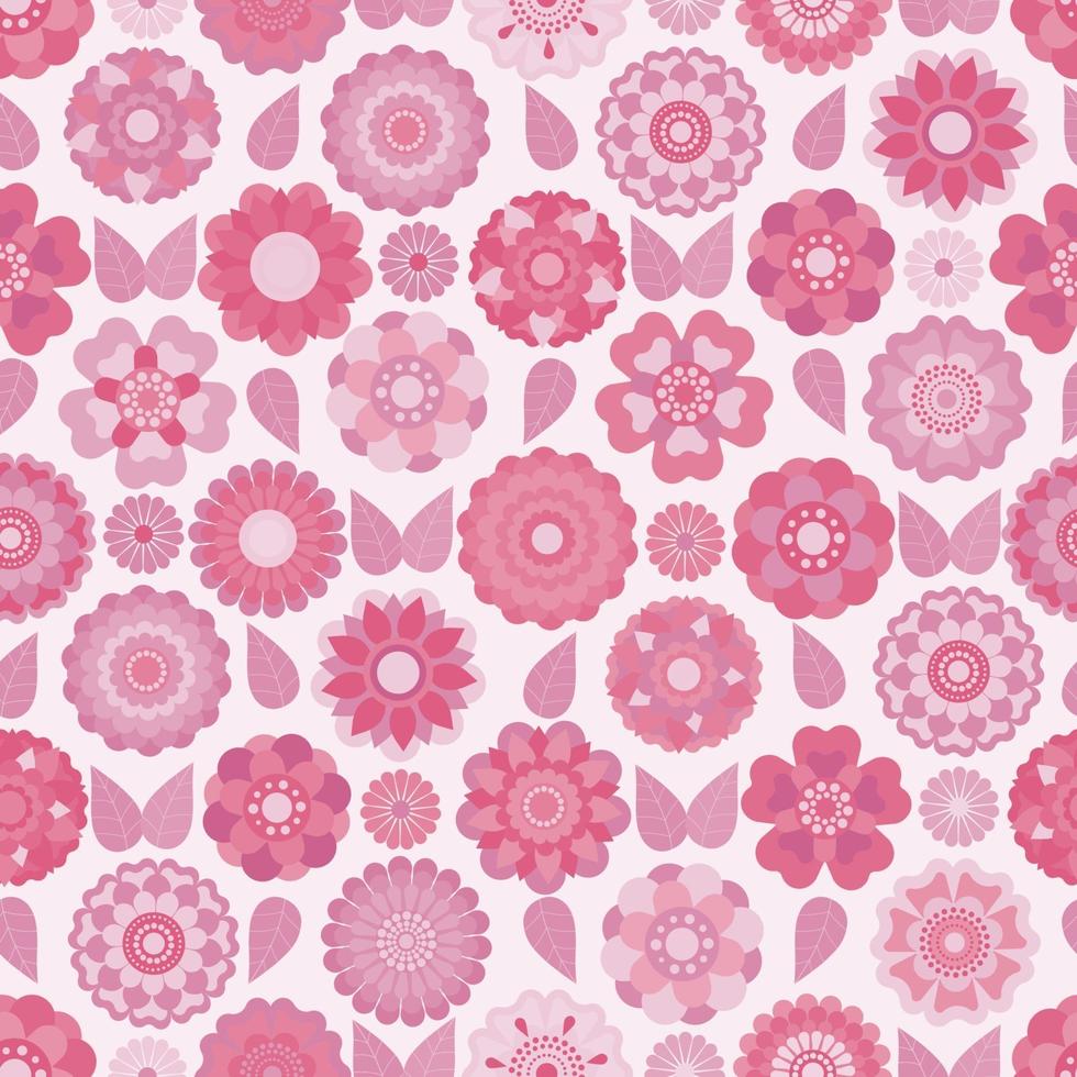 pink silhouette blooming flowers pattern vector