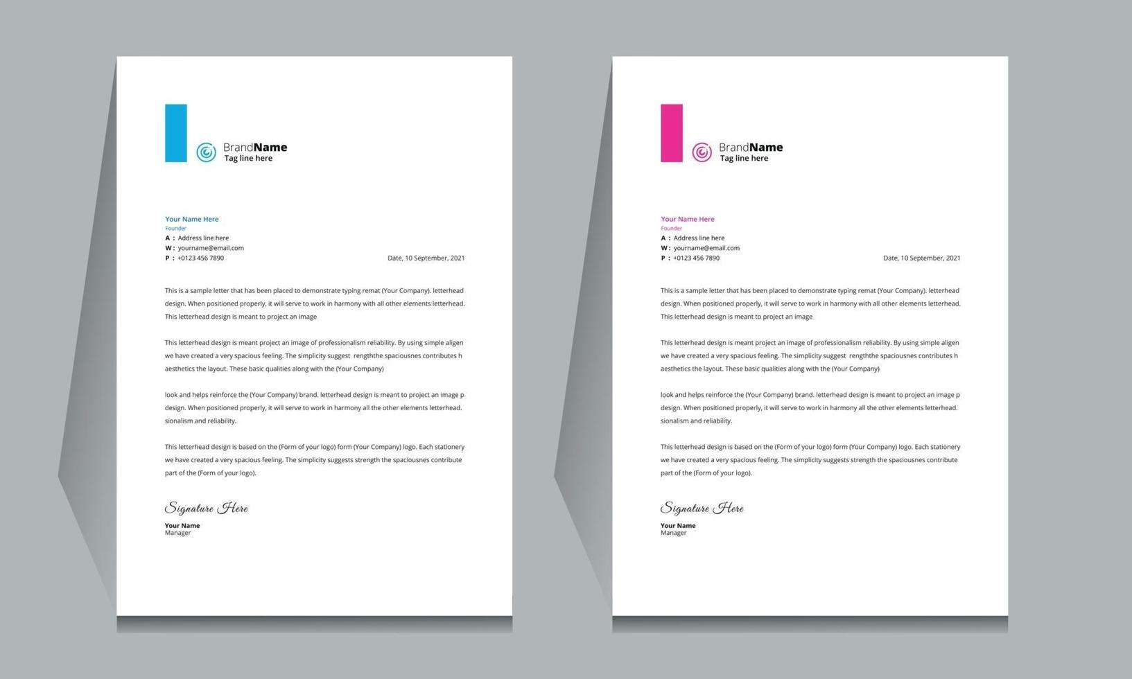 Letterhead format template, business clean letterhead design template. vector