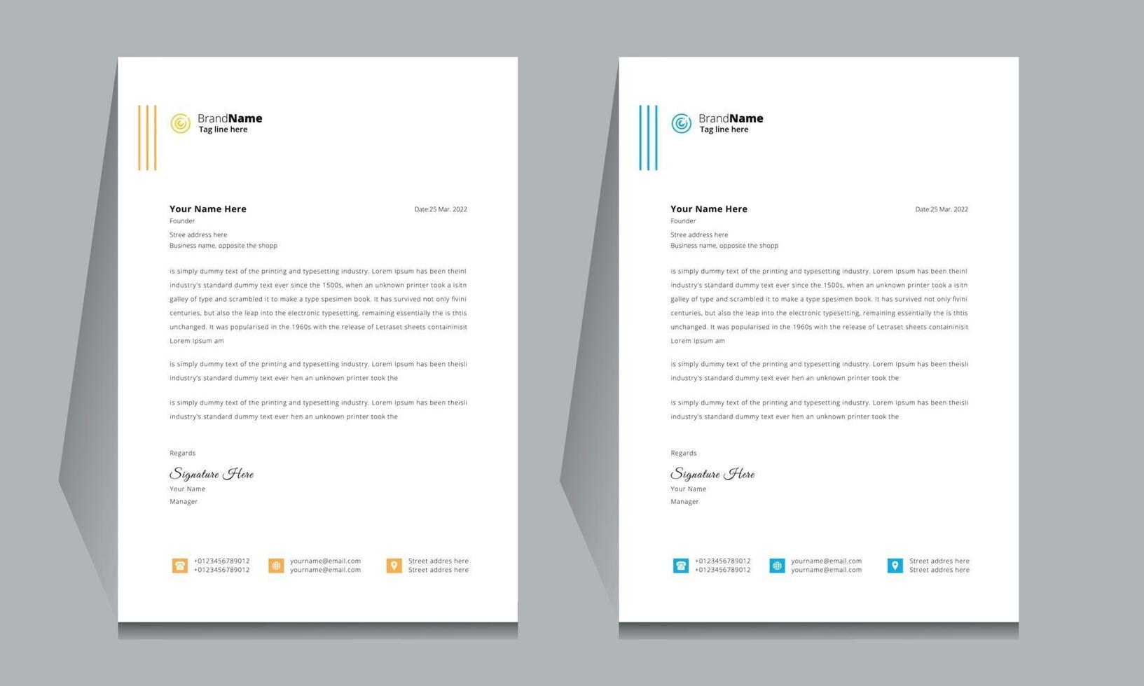 Letterhead format template, business clean letterhead design template. vector