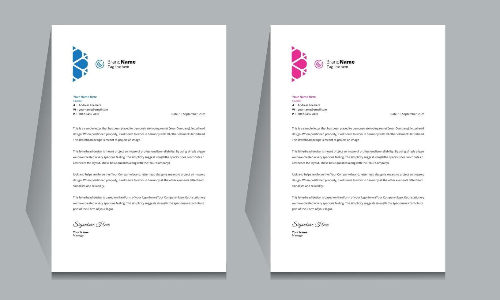 Letterhead format template, business clean letterhead design template. vector