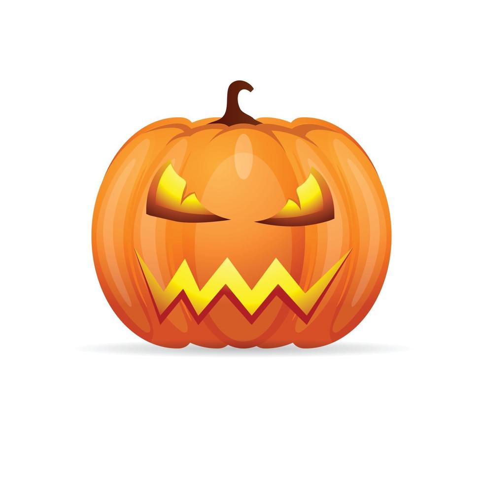 Calabaza de Halloween con cara de miedo sobre fondo blanco. vector