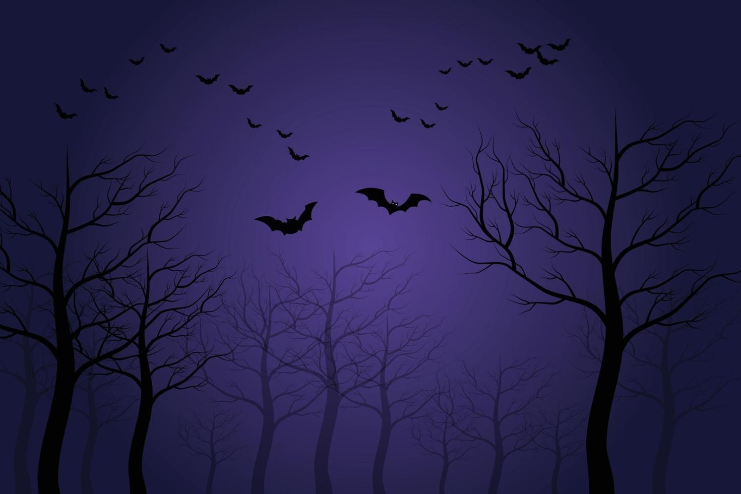 A scary forest curtain Lonely atmosphere Halloween background. vector