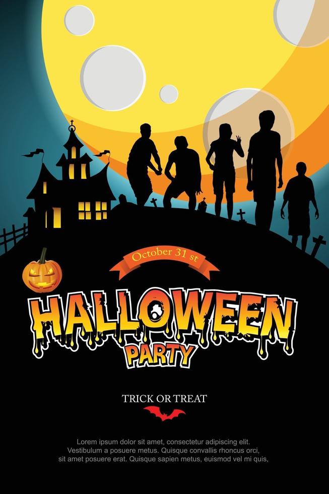 Ghost hand And Zombies appeared on the full moon night. vector