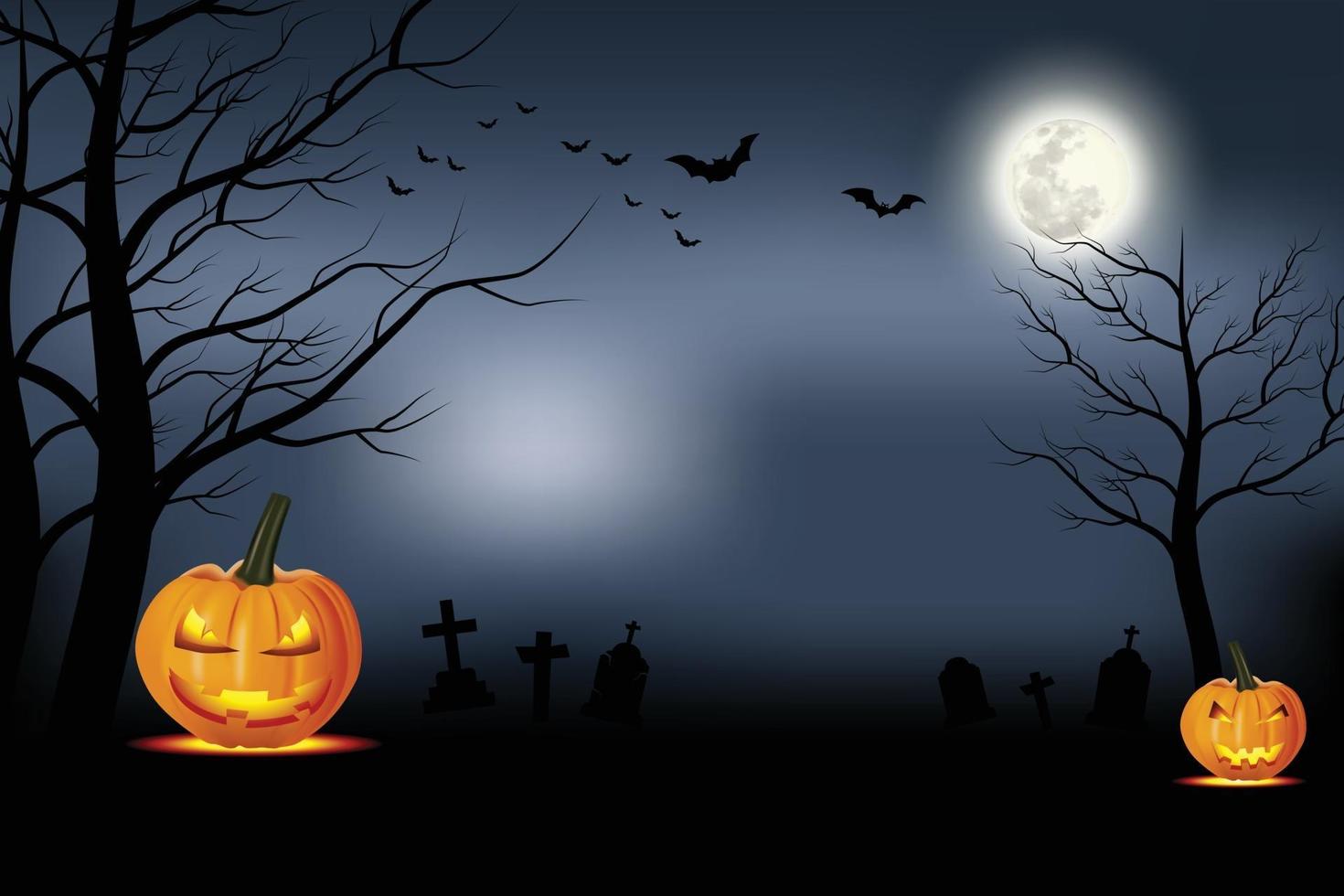 Halloween background vector with orange pumpkin lantern.