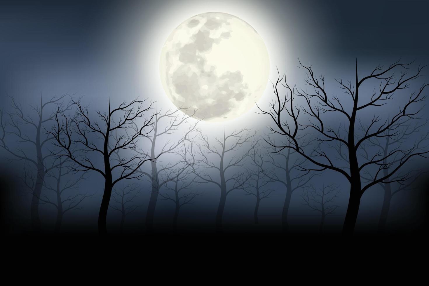 A scary forest with a mist curtain Lonely atmosphere Halloween. vector