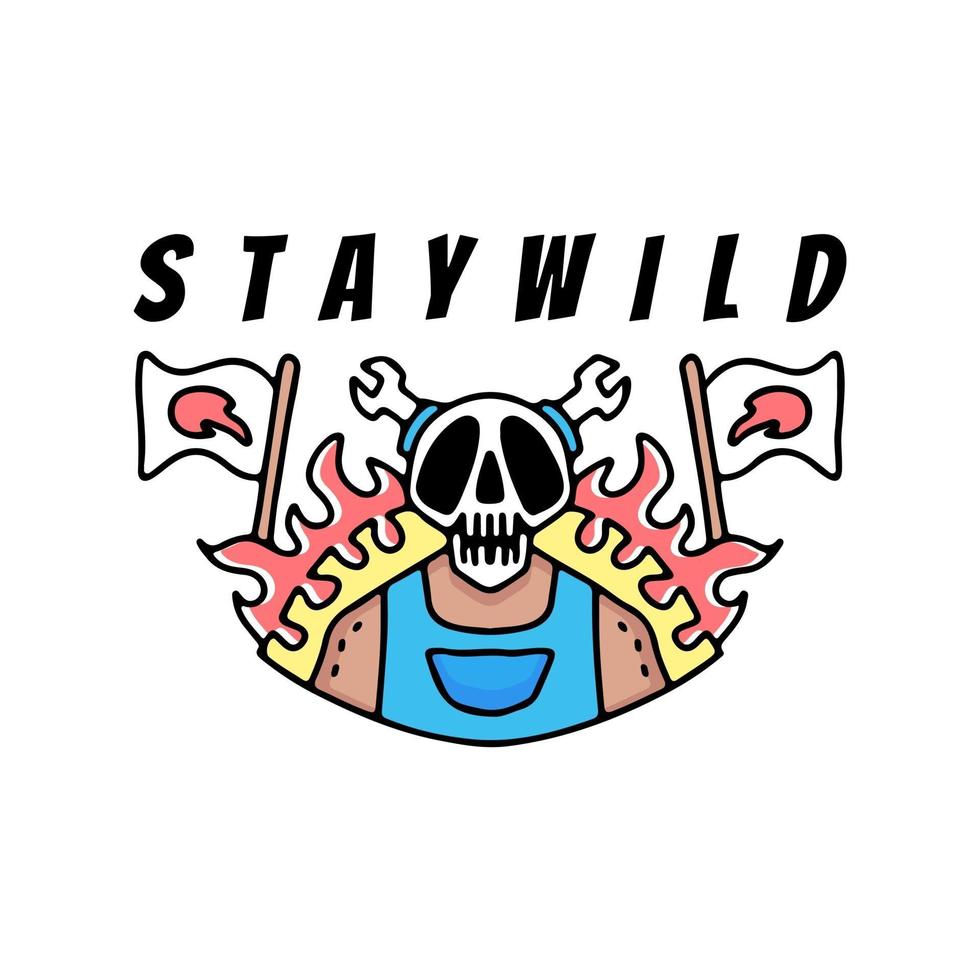 Skeleton stay wild illustration. Vector graphics for t-shirt.
