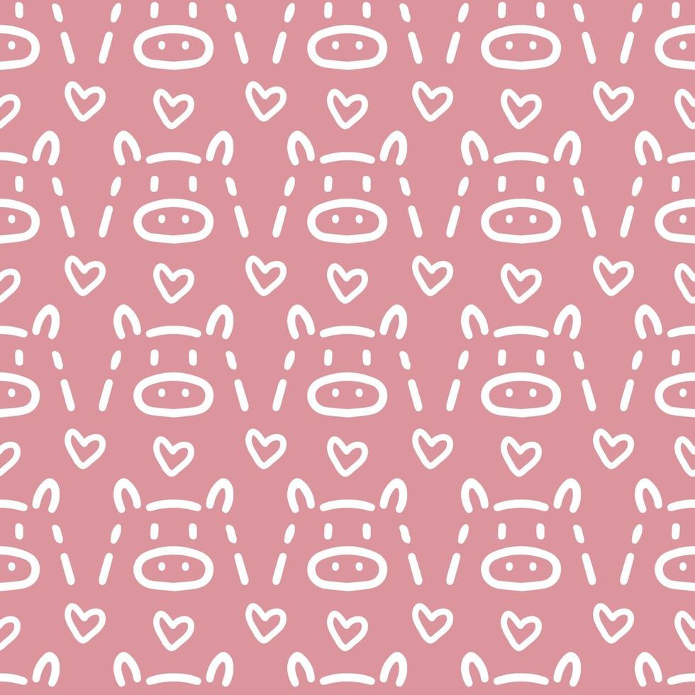hipster seamless pattern with pig and heart. vector