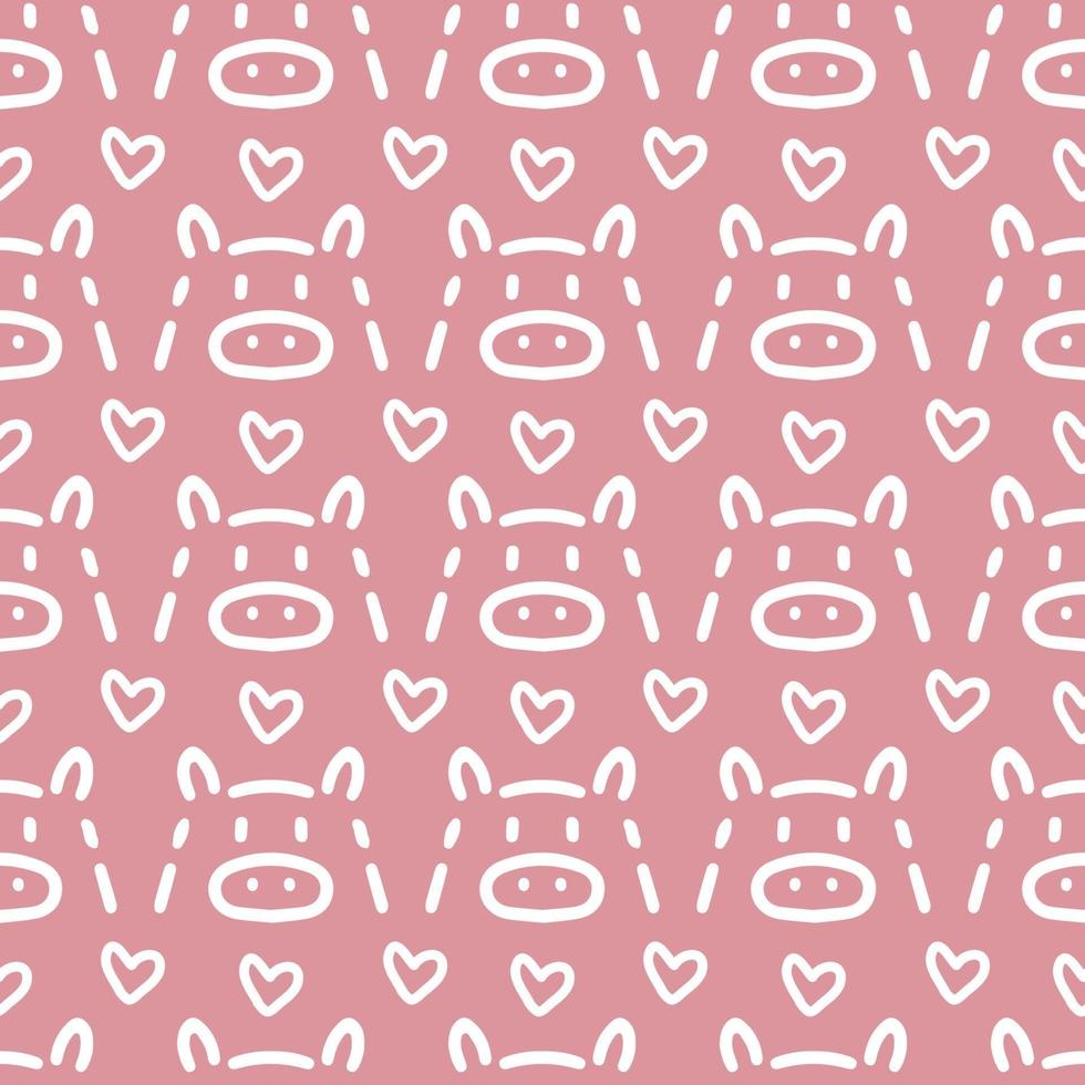 hipster seamless pattern with pig and heart. vector