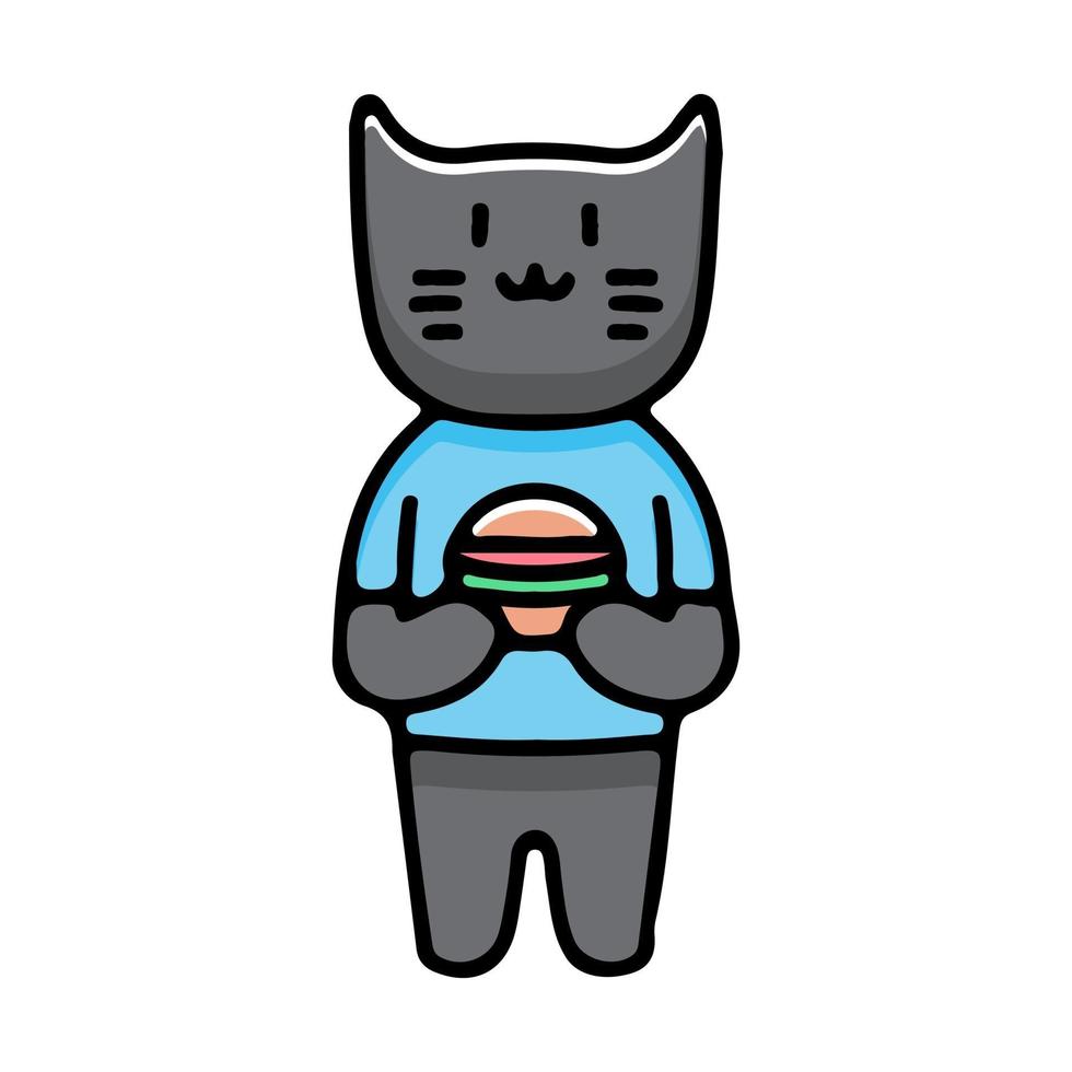 Vetor de Hamburguesa gato kawaii, hamburguesa en forma de gato