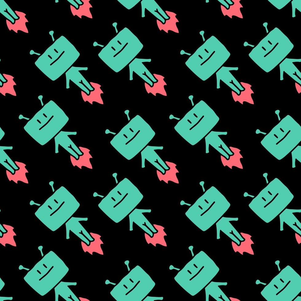 funny alien space seamless pattern vector