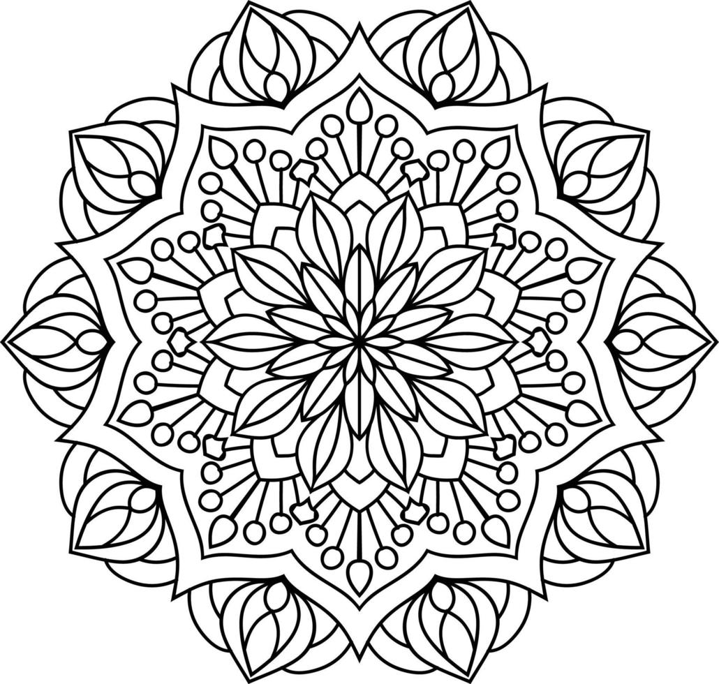 Simple Doodle rounded mandala design colouring book pages for adults ...