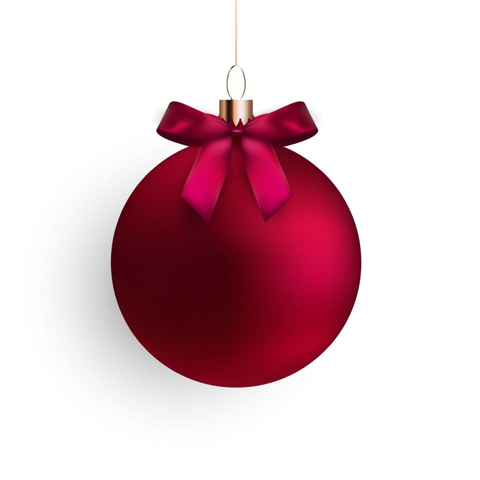 Christmas Ball with Ball and Ribbon on White Background vector