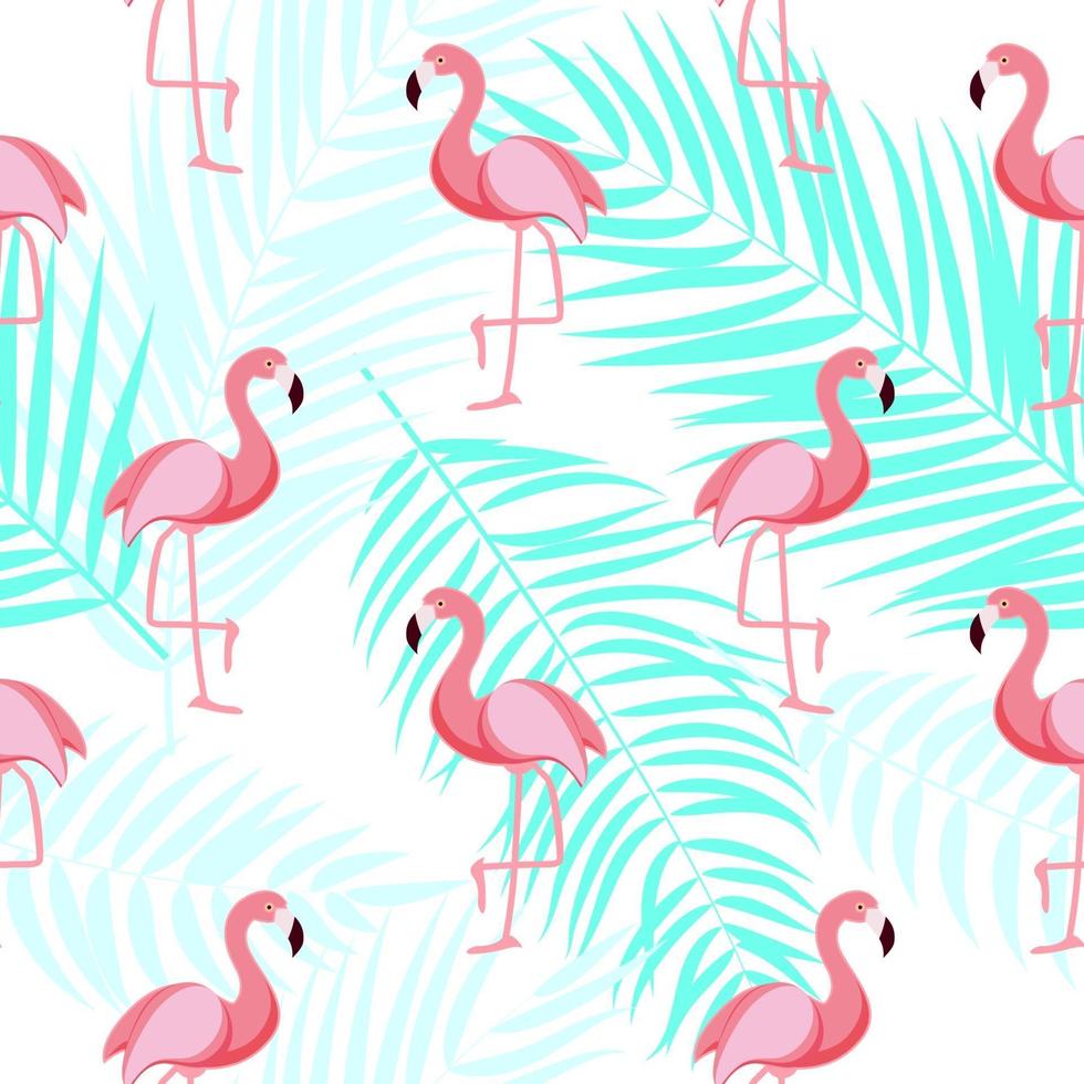 Cute Retro Seamless Flamingo Pattern Background Vector Illustration