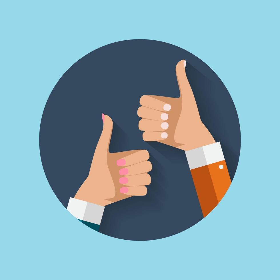 Flat Design Thumbs Up Icon Background . Vector Illustration