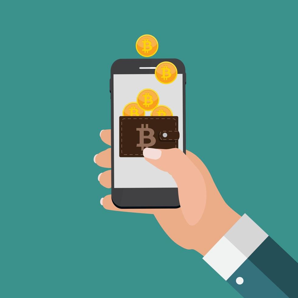 Flat modern design concept of bitcoin cryptocurrency technology vector