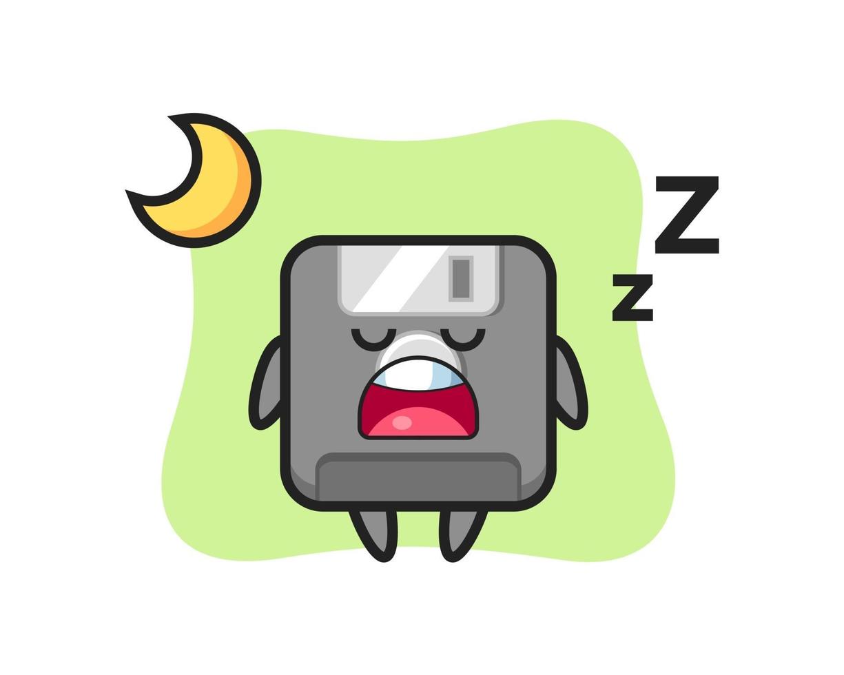 ilustración de personaje de disquete durmiendo por la noche vector