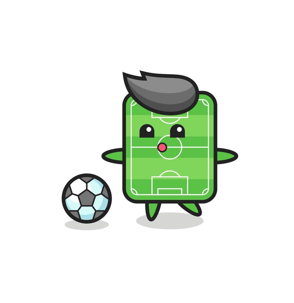 ilustración de dibujos animados de campo de fútbol está jugando al fútbol vector