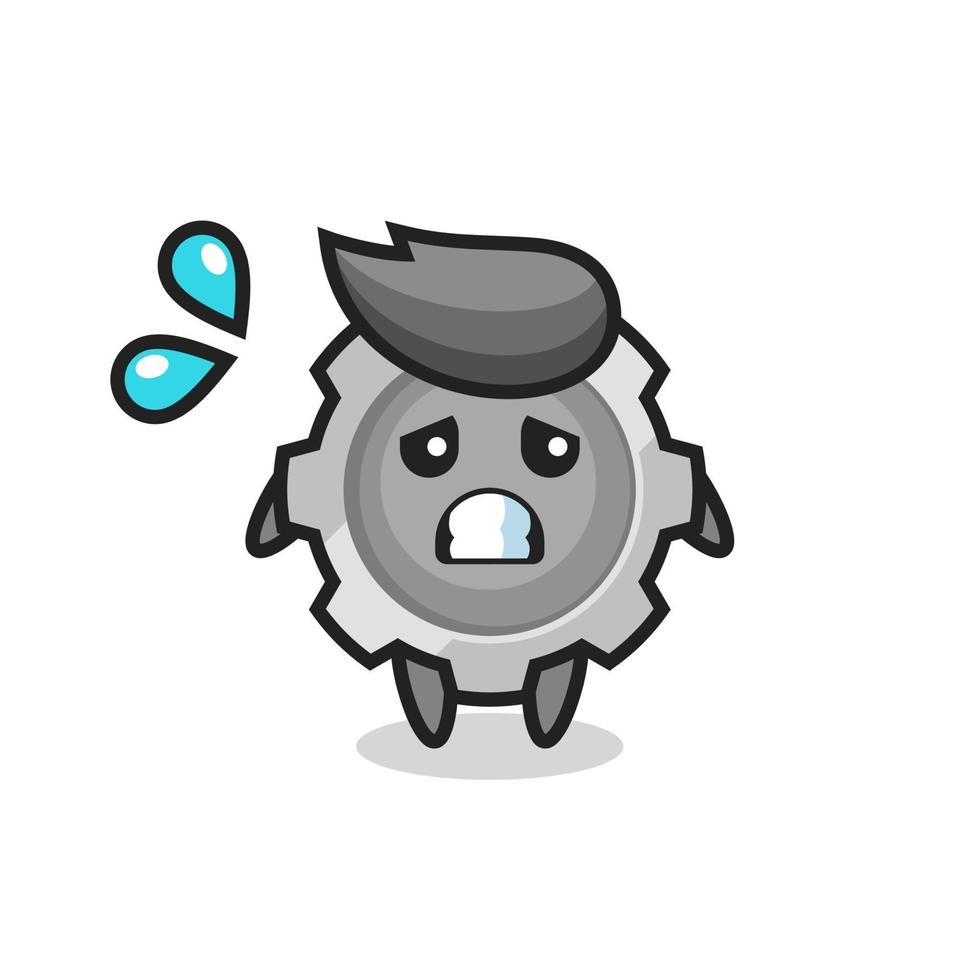 gear mascot character with afraid gesture vector