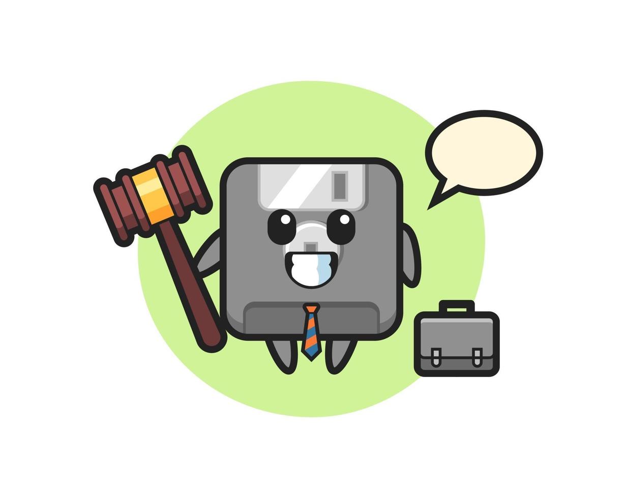 Illustration of floppy disk mascot as a lawyer vector