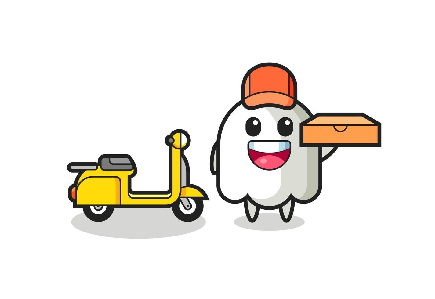Character Illustration of ghost as a pizza deliveryman vector