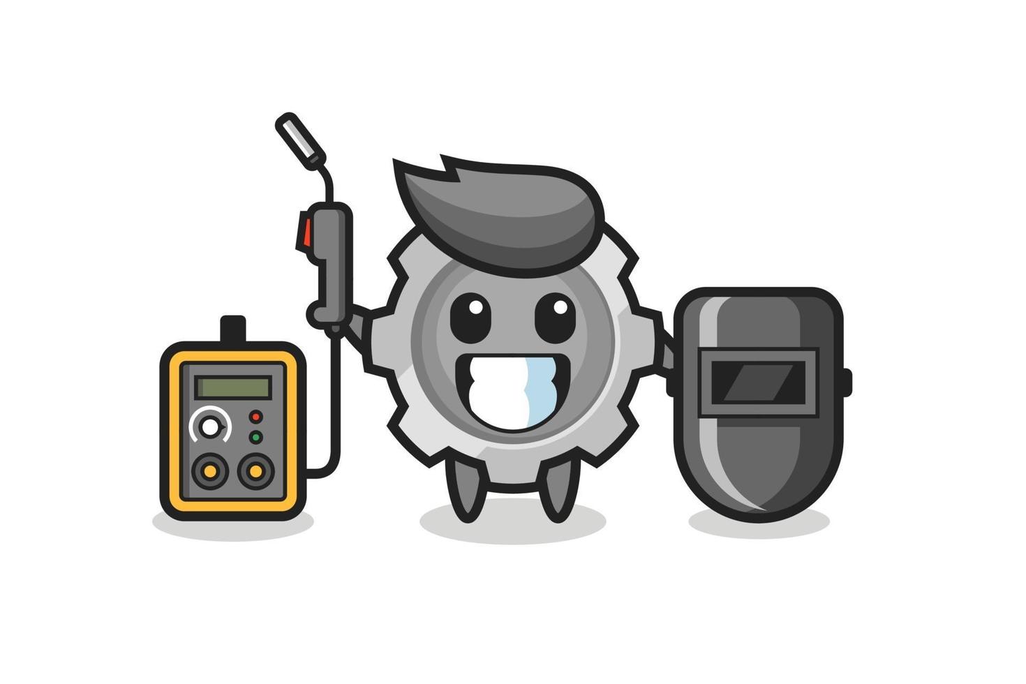 Character mascot of gear as a welder vector