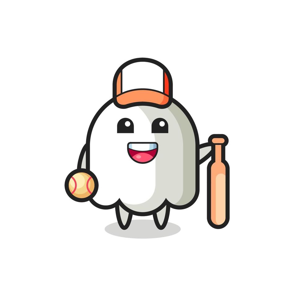 personaje de dibujos animados de fantasma como jugador de béisbol vector