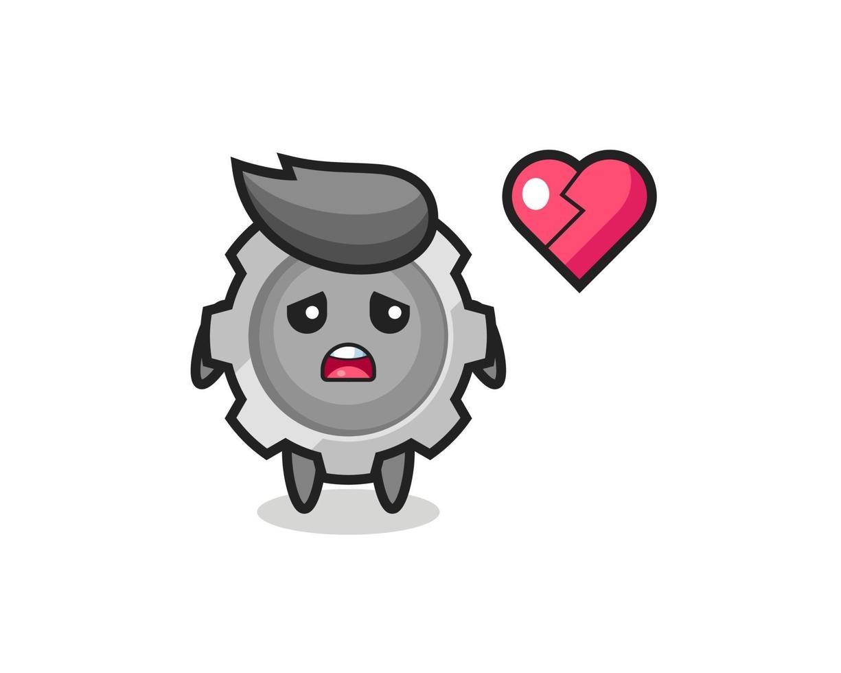 gear cartoon illustration is broken heart vector