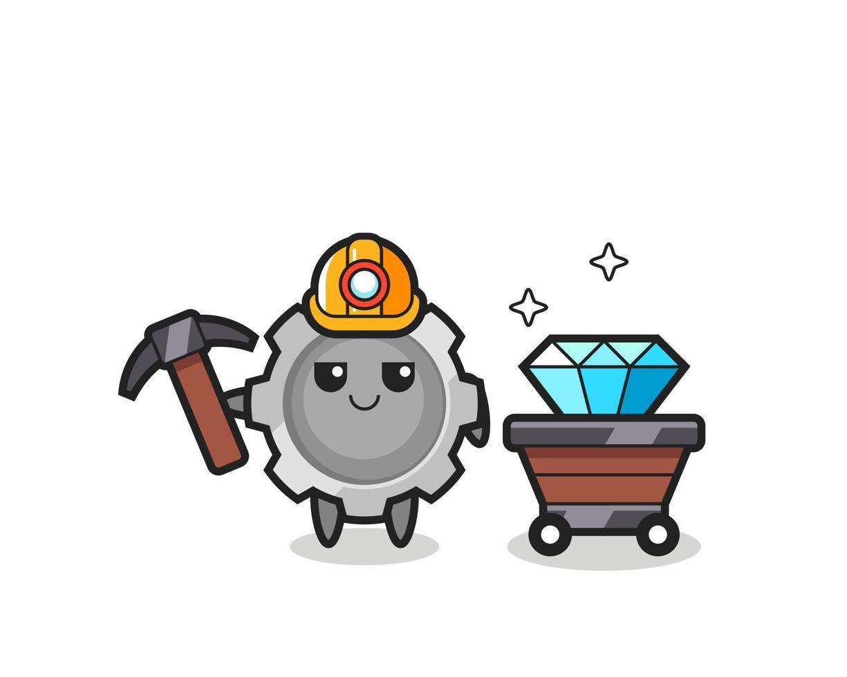 Character Illustration of gear as a miner vector