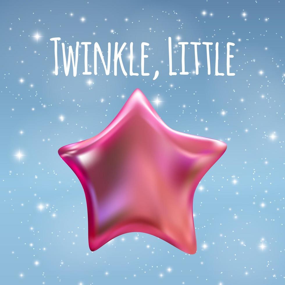 Twinkle Little Star on Night Sky Background. Vector illustration