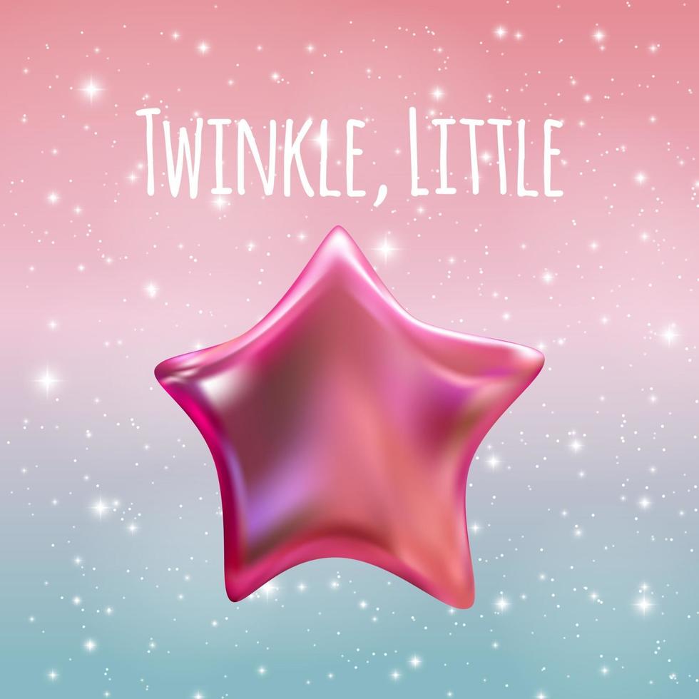 Twinkle Little Star on Night Sky Background. Vector illustration