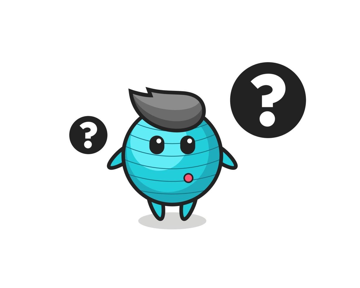 Cartoon Illustration of exercise ball with the question mark vector