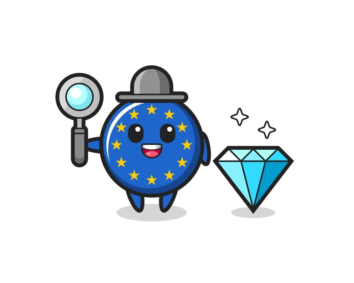 Illustration of europe flag badge character with a diamond vector