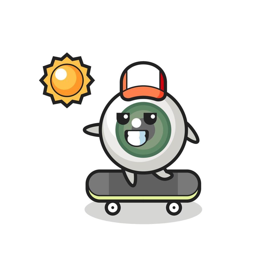 eyeball character illustration ride a skateboard vector