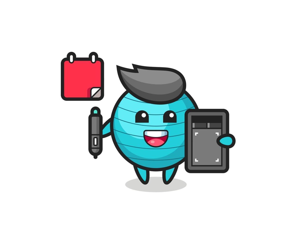 Illustration of exercise ball mascot as a graphic designer vector