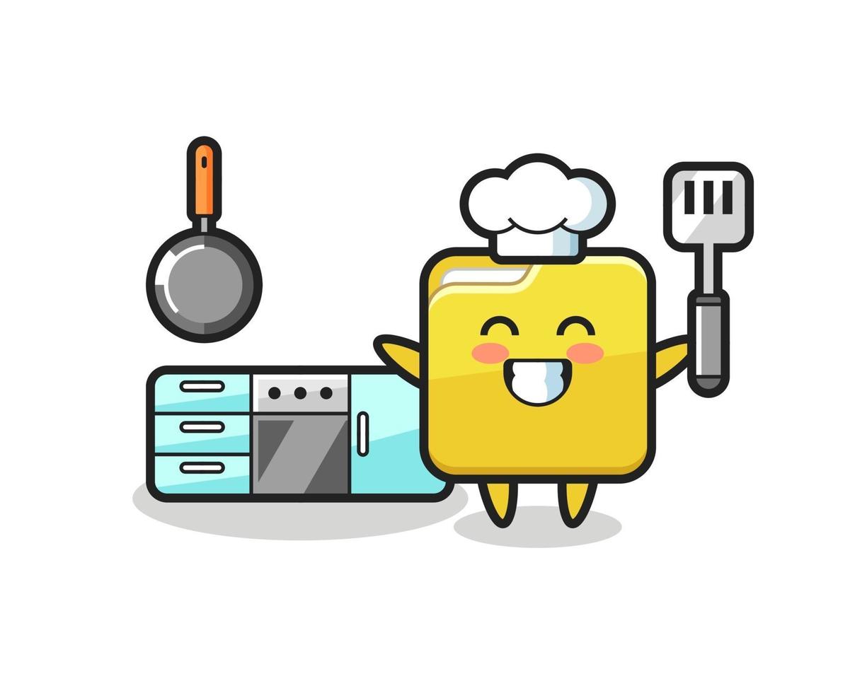 folder character illustration as a chef is cooking vector